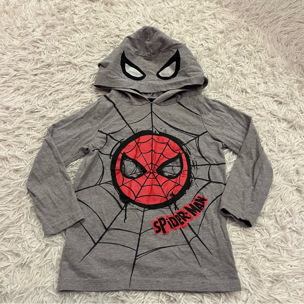Marvel Spiderman Hooded Long Sleeve Shirt Size 4